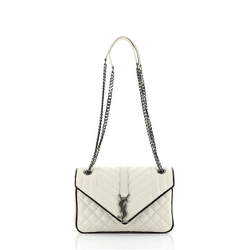 Saint Laurent Classic Monogram Slouchy Envelope Satchel Quilted Leather Medium