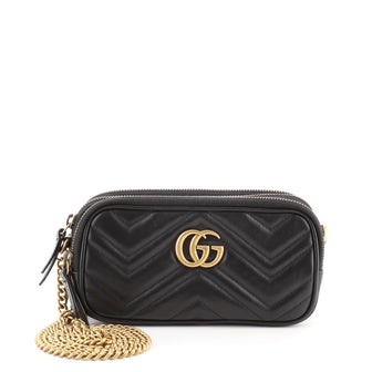 Gucci GG Marmont Triple Zip Chain Bag Matelasse Leather Mini