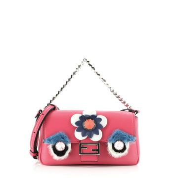 Fendi Monster Baguette Leather and Fur Micro