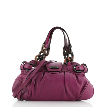 Salvatore Ferragamo Marisa Satchel Leather with Wood Detail Medium