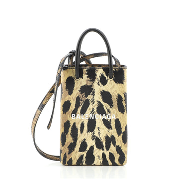 Balenciaga Shopping Phone Holder Printed Leather