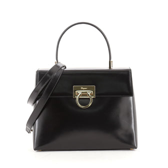 Salvatore Ferragamo Gancini Convertible Top Handle Bag Leather Medium