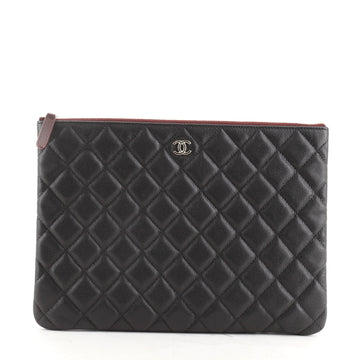 Chanel O Case Clutch Quilted Caviar Medium