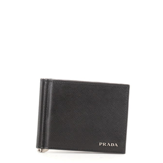 Prada Saffiano Money Clip Bifold Wallet