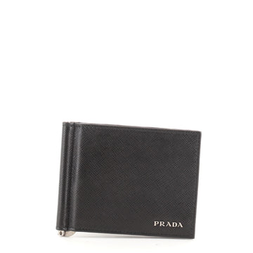 Prada Bifold Money Clip Wallet Saffiano Leather Compact