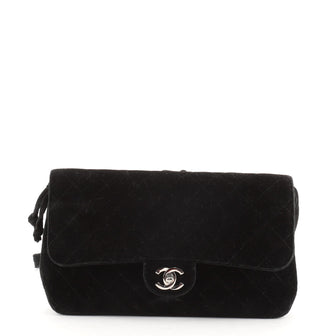 Chanel Vintage Classic Flap Backpack Quilted Velvet Medium