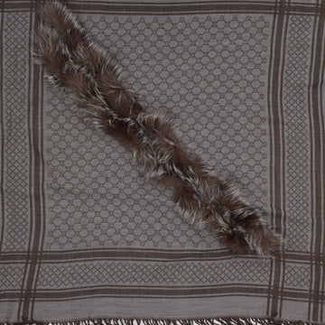 Gucci GG Survie Shawl Wool Blend with Fur Trim