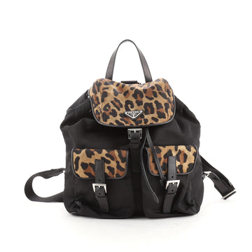 Prada Double Front Pocket Backpack Printed Tessuto Medium