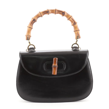 Gucci Vintage Convertible Bamboo Top Handle Bag Leather Medium
