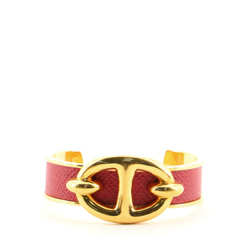 Hermes Chaine d'Ancre Cuff Bracelet Metal and Leather