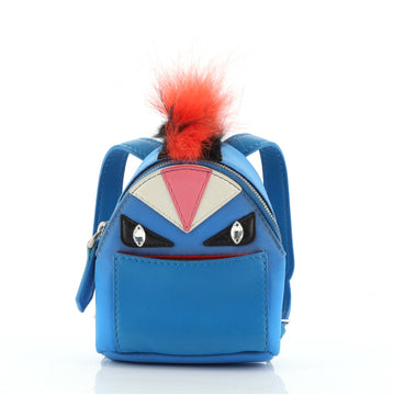 Fendi Monster Backpack Bag Charm Leather with Fur Micro