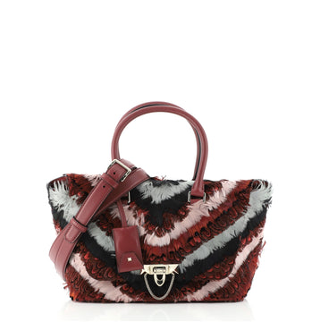 Valentino Demi Lune Handbag Feathers with Leather