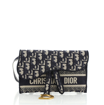 Christian Dior Saddle Rectangular Belt Bag Logo Embroidered Oblique Canvas