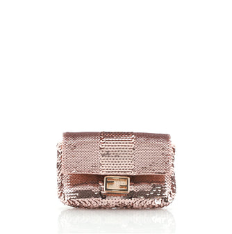 Fendi Chain Baguette Charm Bag Sequins Nano