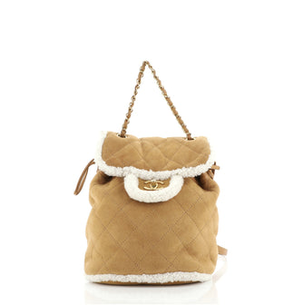 Chanel Coco Neige Flap Backpack Quilted Suede and Shearling Small