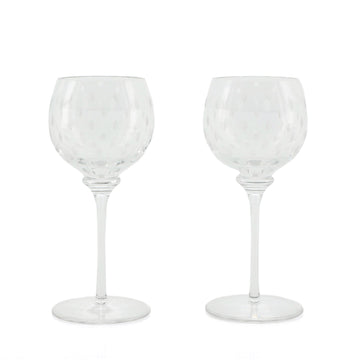 Hermes Fanfare Wine Glasses 2-Piece Set Polka Dot Etched Crystal