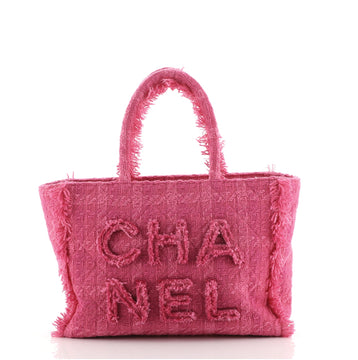 Chanel Giant Logo Shopping Bag Quilted Tweed Medium