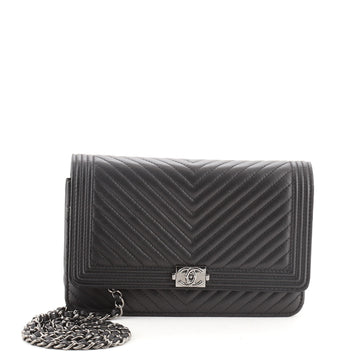 Chanel Boy Wallet on Chain Chevron Calfskin
