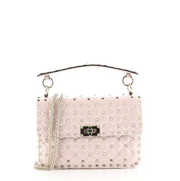 Valentino Rockstud Spike Flap Bag Quilted Patent Medium
