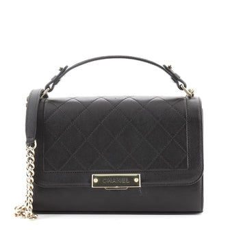 Chanel Label Click Flap Bag Quilted Calfskin Medium