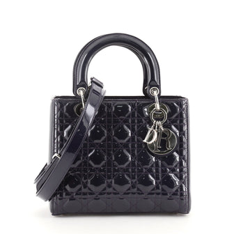 Christian Dior Lady Dior Bag Cannage Quilt Metallic Patent Medium
