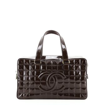Chanel Chocolate Bar CC Bowler Bag Quilted Patent Large