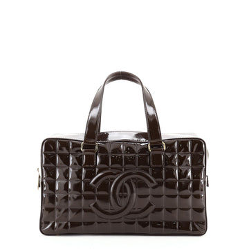Chanel Chocolate Bar CC Bowler Bag Quilted Patent Large
