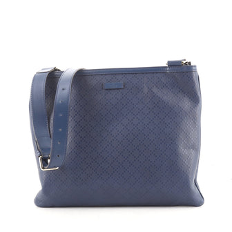 Gucci Zip Top Messenger Bag Diamante Leather Large