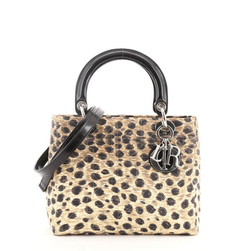 Christian Dior Lady Dior Bag Printed Cannage Quilt Canvas Medium