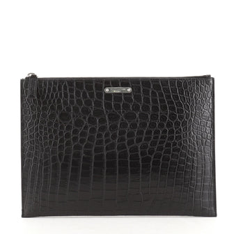 Saint Laurent Zip Pouch Embossed Leather Medium