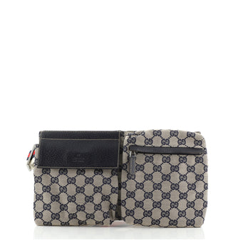 Gucci Vintage Double Belt Bag GG Canvas