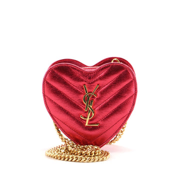 Saint Laurent Love Heart Chain Bag Matelasse Chevron Leather Mini