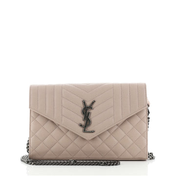 Saint Laurent Classic Monogram Chain Wallet Mixed Matelasse Leather Medium