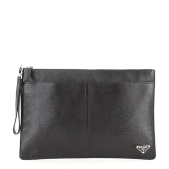 Prada Double Pocket Wristlet Vitello Daino Large