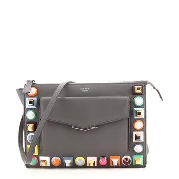 Fendi Front Pocket Crossbody Bag Studded Leather Small