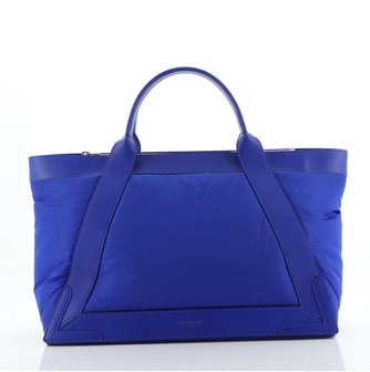 Balenciaga Navy Cabas Zip Tote Nylon with Leather Medium