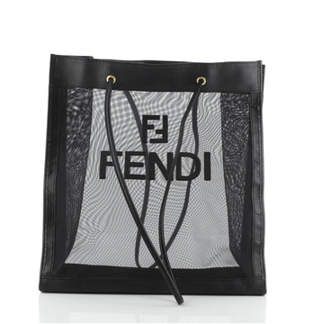 Fendi Vintage Logo Tote Mesh with Leather Large