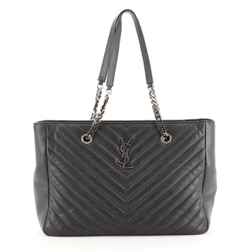 Saint Laurent Classic Monogram Tote Matelasse Chevron Leather Large
