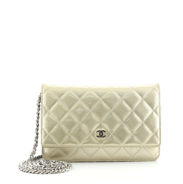 Chanel Wallet on Chain Quilted Striated Metallic Patent