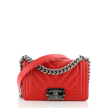 Chanel Boy Flap Bag Chevron Calfskin Small