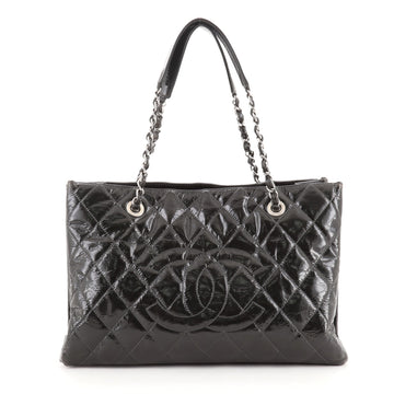 Chanel Double Compartment Grand Shopping Tote Quilted Patent Vinyl