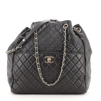 Chanel Drawstring CC Lock Bucket Bag Quilted Lambskin Medium