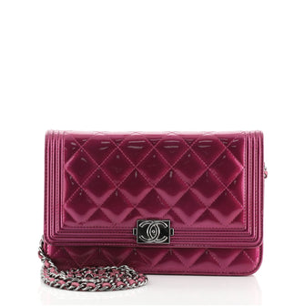 Chanel Boy Wallet on Chain Quilted Patent