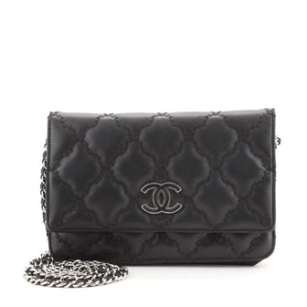 Chanel Double Stitch Hamptons Wallet On Chain Quilted Leather