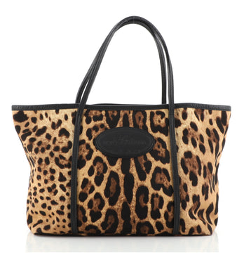 Dolce & Gabbana Animalier Tote Leopard Print Canvas with Leather Medium