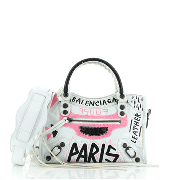 Balenciaga City Graffiti Classic Studs Bag Leather Mini