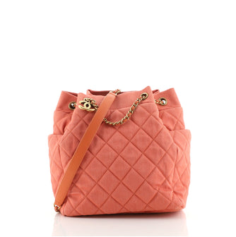 Chanel Urban Spirit Drawstring Bag Quilted Denim Small