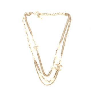 Chanel CC Pearl Multistrand Necklace Metal and Faux Pearls