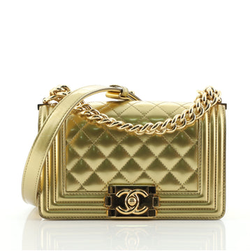 Chanel Boy Flap Bag Quilted Patent Small
