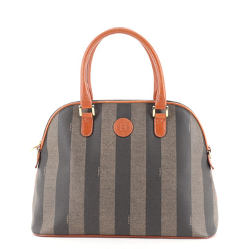 Fendi Vintage Pequin Convertible Dome Satchel Coated Canvas Large